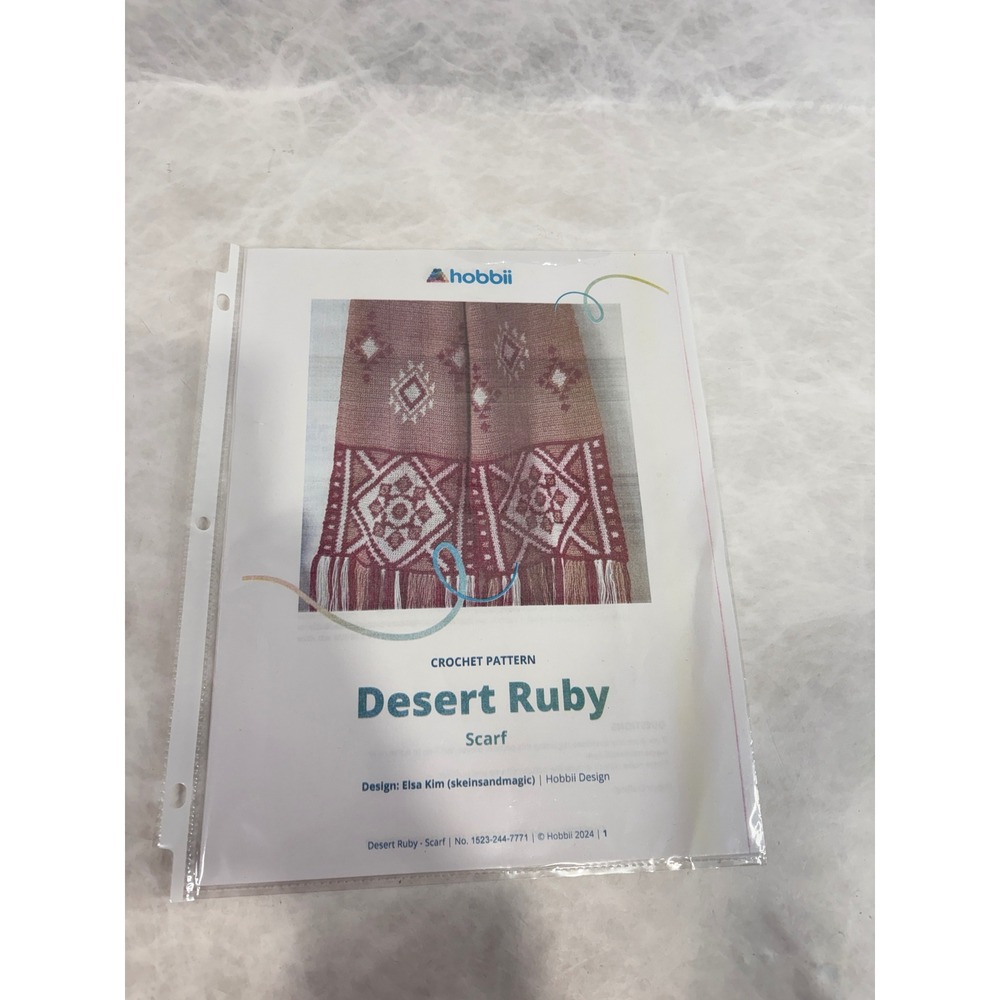 Hobbii Desert Ruby Scarf Crochet‎ Pattern Elsa Kim Geometric Southwestern Design